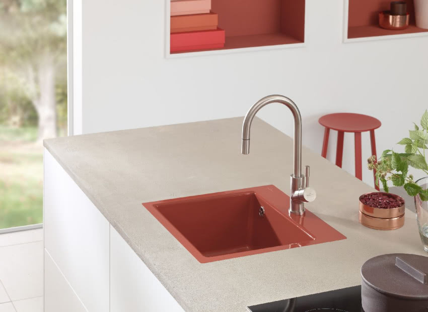 Zlewozmywak ceramiczny w kolorze Coral