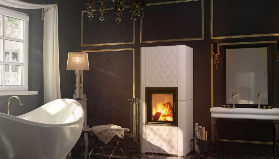 Kominki i biokominki zdobione kryształkami Swarovskiego od Kratki.pl