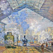 Muzeum Orangerie - wnętrze z panoramą nenufarów.