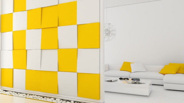 Panele ścienne 3D są miłe dotyku, miękkie i mają właściwości wygłuszające. Kolekcja Fluffo CUBE ma prostą, geometryczną formę dająca wiele możliwości ułożenia, sprawdza się na szerokich ścianach, gdzie efektownie wyglądają panele o różnej grubości, FLUFFO