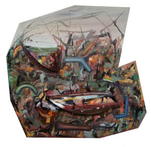Ziemowit Fincek, "Cztery armie", 2014 r., technika własna, 120 x 120 cm