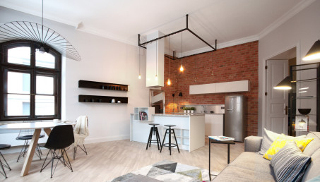 Industrialne mieszkanie w warszawskim Koneserze