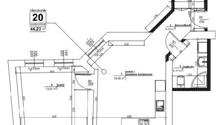 Salon z kuchnią w kamienicy