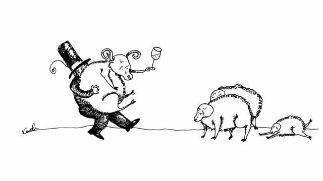 rysunek mężczyzna z baranami