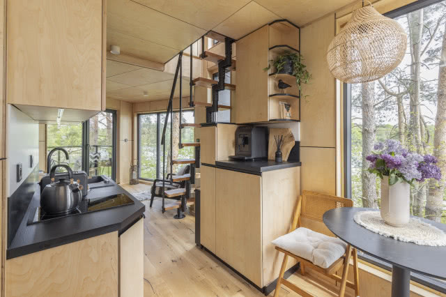 drewniany domek 35m2 wnętrze