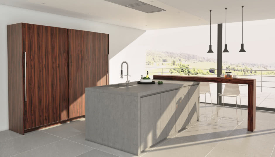 Nowoczesne oblicze kuchni ukryte za drzwiami przesuwnymi