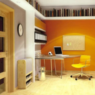 Półki pod sufitem - można na nich umieścić książki lub zostawić je puste