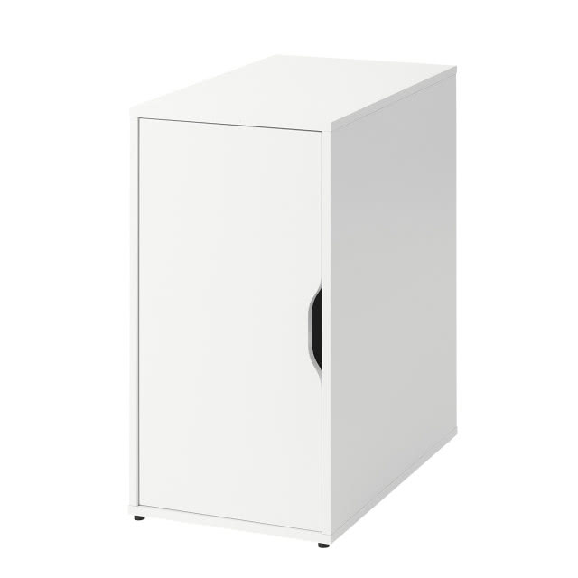 biała szafka z drzwiczkami