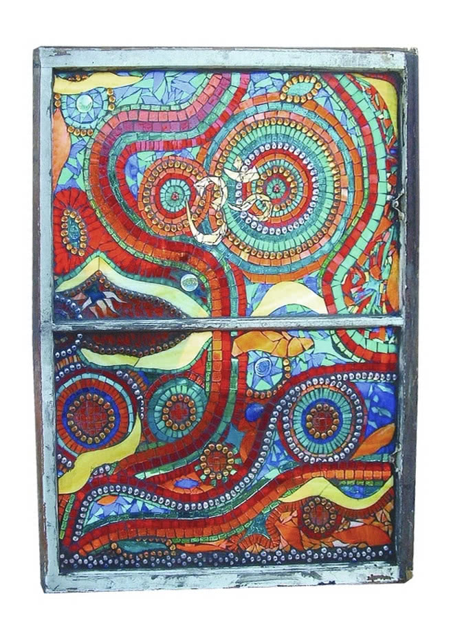 Panel witrażowy ze starego okna, etsy.com 