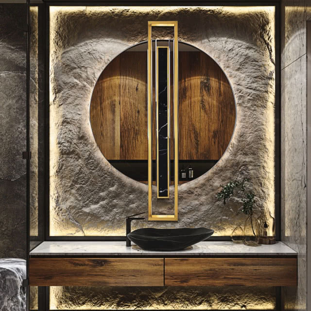 kamienna ściana w łazience