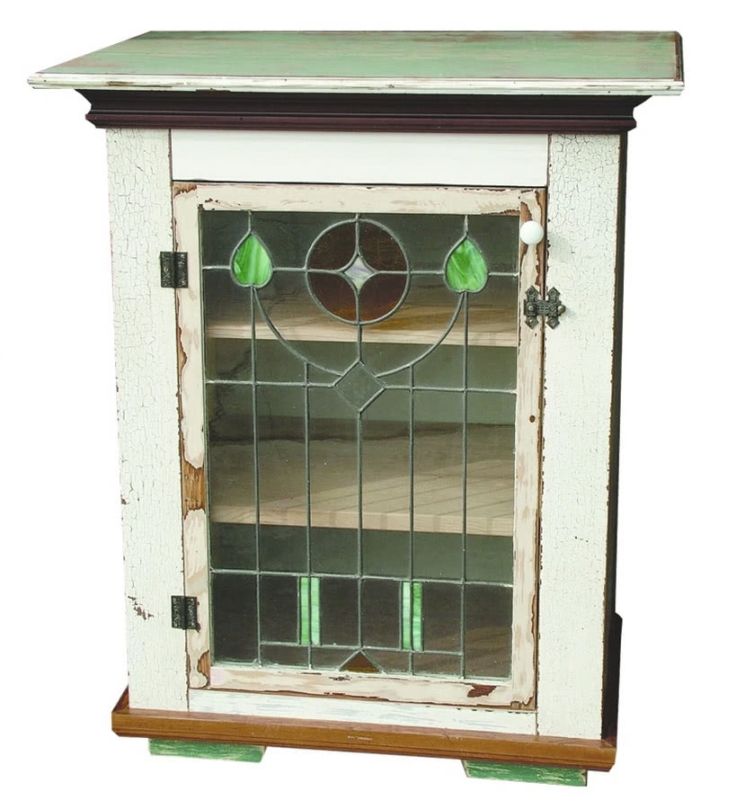 Szafka z drzwiczkami ze starego, witrażowego...