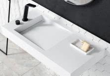 Umywalka ścienna PB2155 z odlewu mineralnego to trwałość i oryginalna estetyka