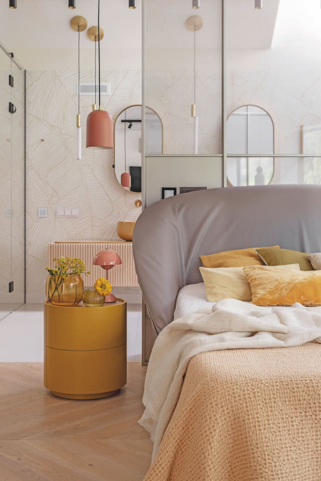 sypialnia z łazienką