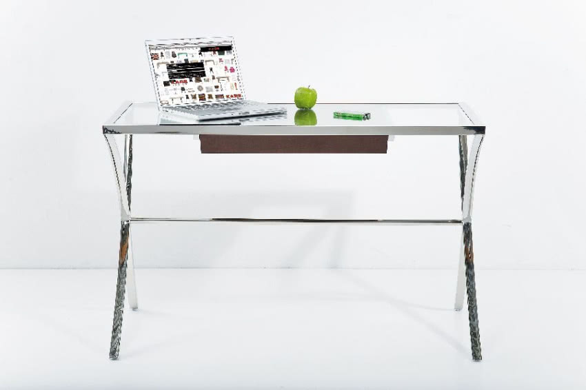 Axis - biurko z polerowanej stali szlachetnej,...