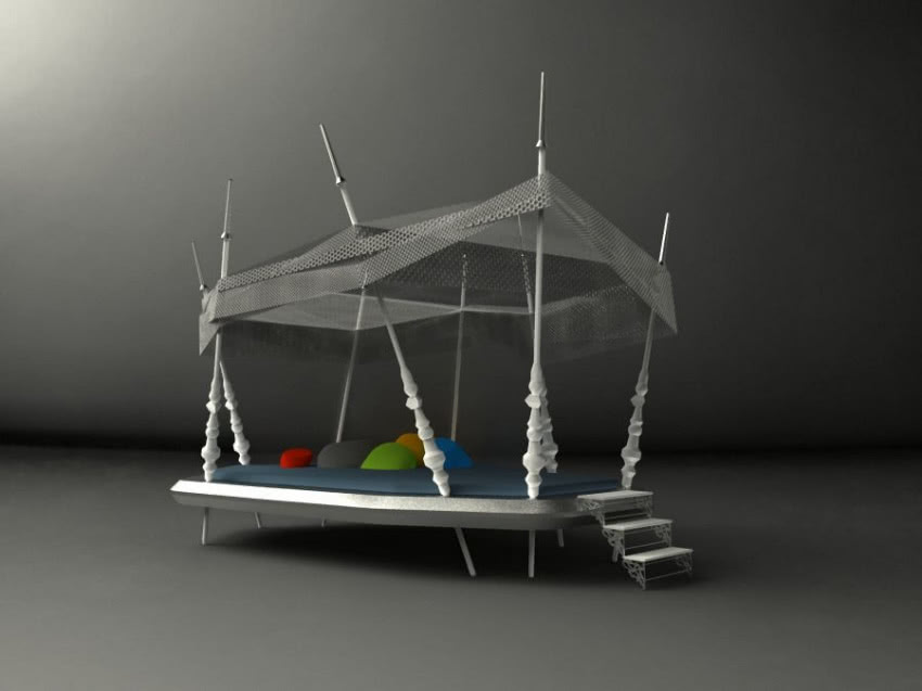 Skybed. Niemiecki designer Hannes Grebin...