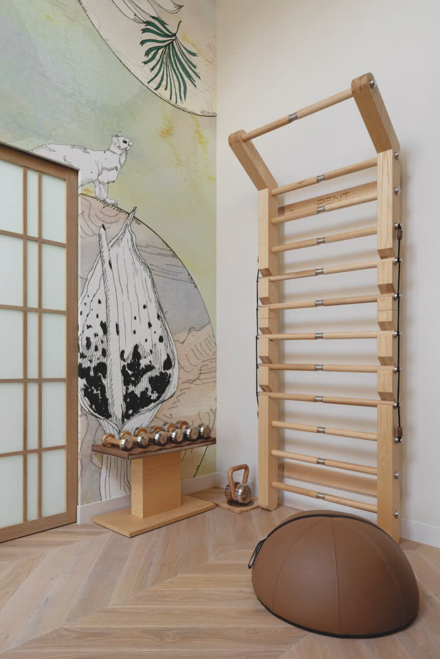 domowa siłownia drabinka i hantle