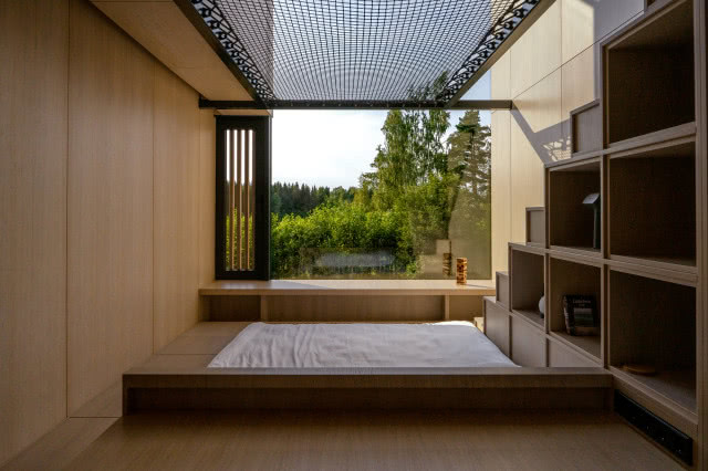 sypialnia w nadwieszonym module