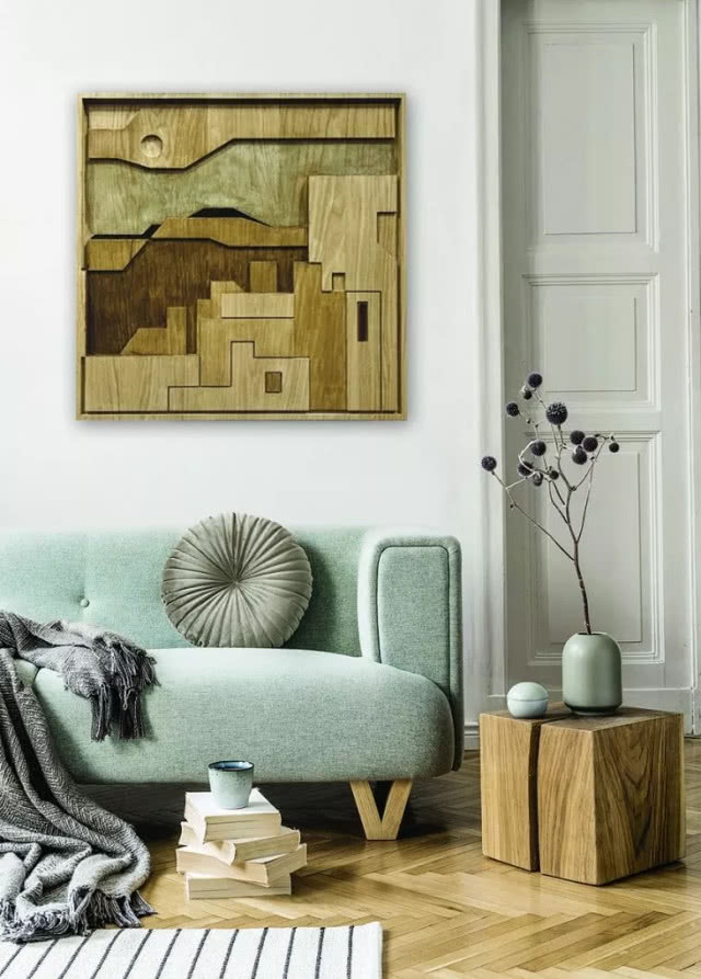 drewniany relief-obraz