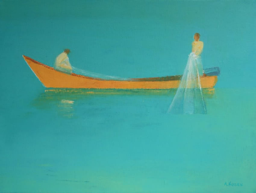 Agnieszka Kozień, "Na wodzie VIII", olej,...