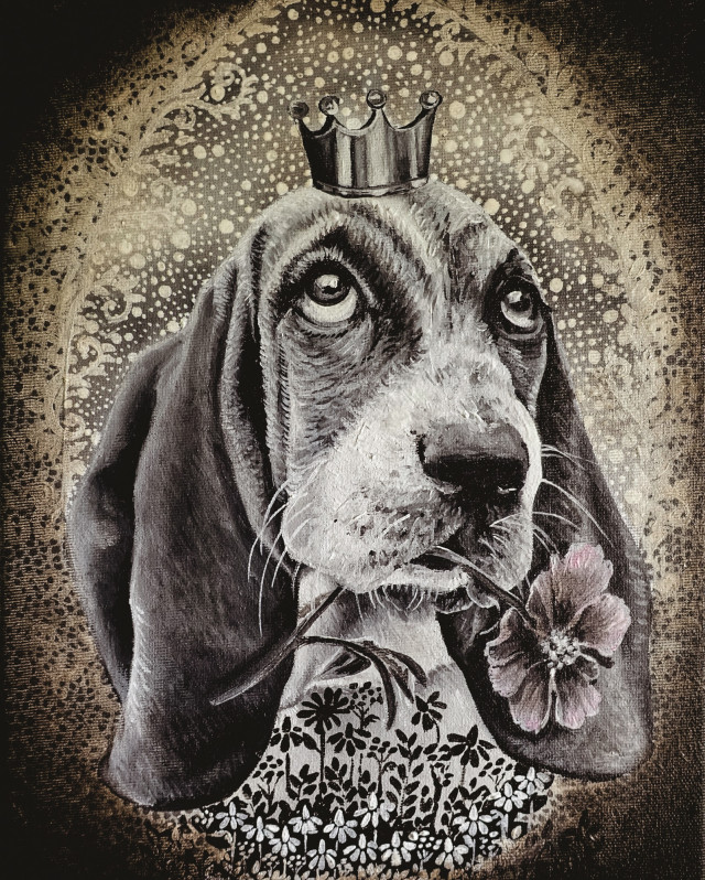 Julia Piórko, „Piesek”, 2020, olej, płótno, 30 x 24 cm,
olej na płótnie, Pragaleria, 38. Aukcja Sztuki Młodej,
17 czerwca 2020, sprzedane za 500 zł, fot. Wioleta
Bańka