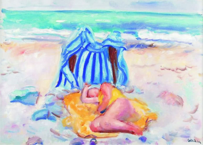 Wojciech Weiss, "Plażowiczka", olej, płótno, 33...
