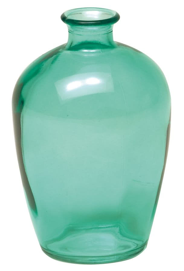 Szklana, turkusowa butelka firmy Villa-Verde,...