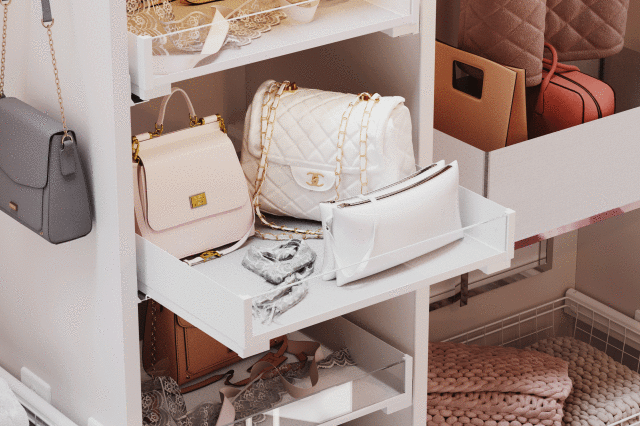 szuflada wewnętrzna MAXIMA PURO, garderoba, szuflada na torebki, koce