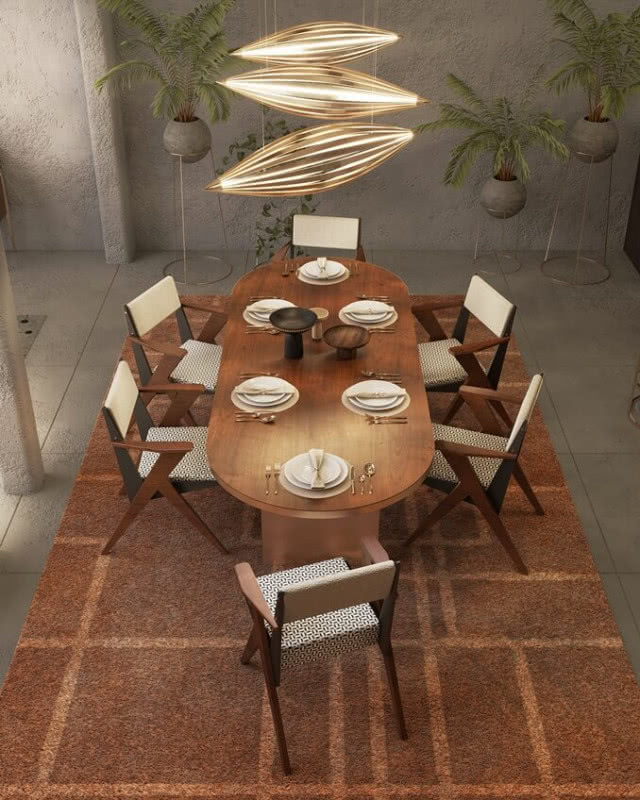 zdjęcie z góry, nad stołem złota lampa