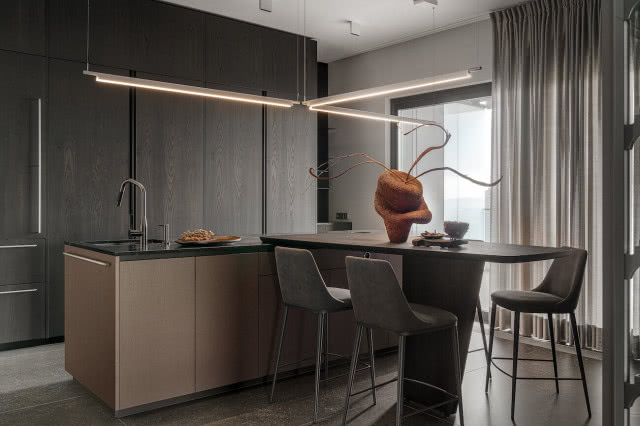 wyspa kuchenna i kamienny blat