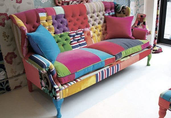 "Ścinki", z których szyte są patchworkowe obicia...