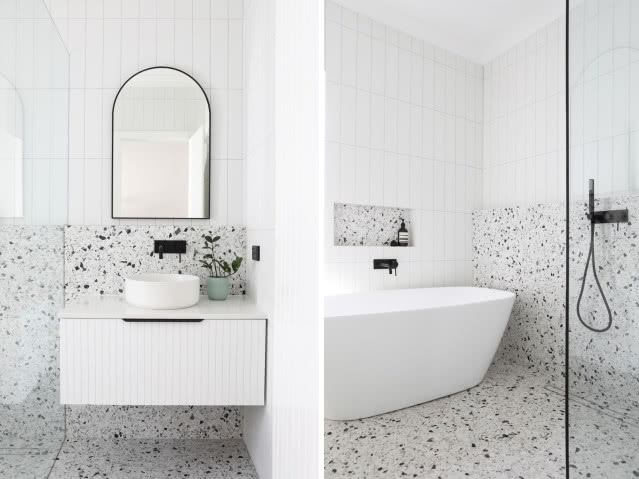 biała łazienka z lastryko