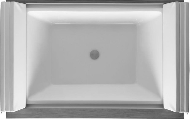 Prostokątna wanna Sundeck zrobiona z akrylu, w zestawie dwa oparcia, stelaż do obudowy oraz składana pokrywa, wym.: 140 x 210 cm, 
DURAVIT