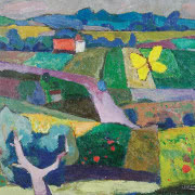 Wojciech Weiss, "Pejzaż", olej, płótno, 45 x 64...