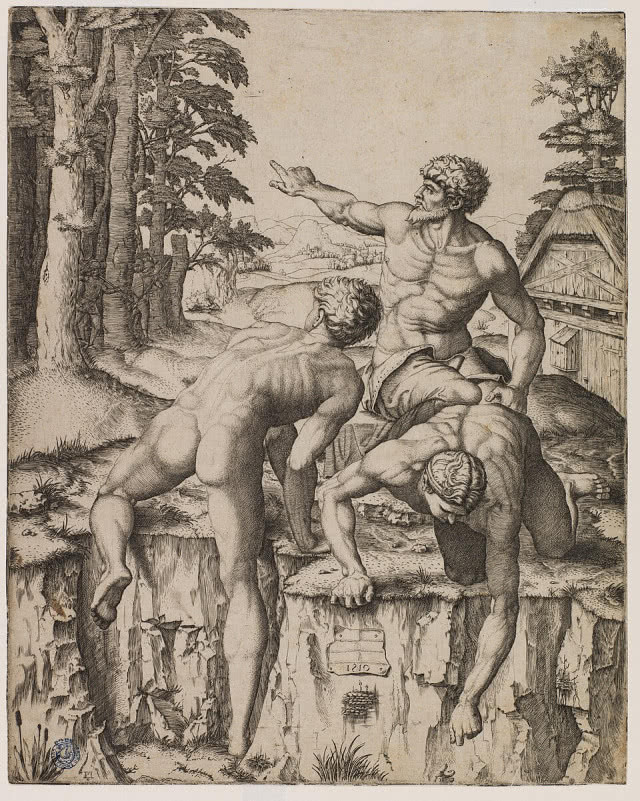 szkic przedstawiający wspinaczy