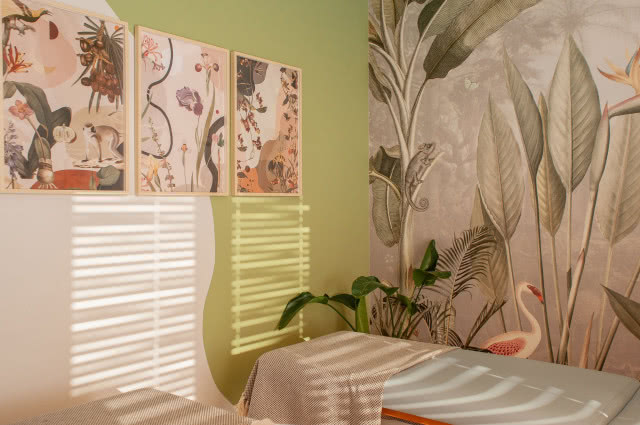 tapeta, obrazy, łóżka