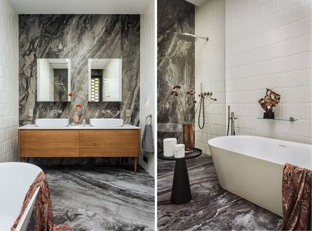 Łazienka w szarym kamieniu