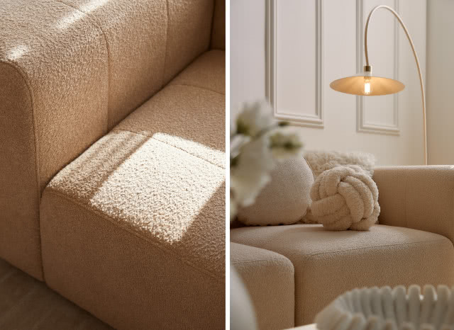 tkanina boucle we wnętrzach