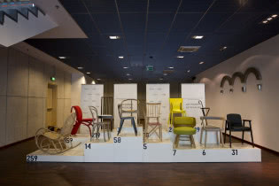Trzynaście modeli krzeseł: od XIX-wieczego krzesła 14 Michaela Thoneta, poprzez wybitny projekt Sig autorstwa Mariana Sigmunda z przełomu lat 50. i 60., po współczesne modele