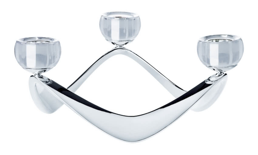 Potrójny świecznik Papilio ze stali i tworzywa,...