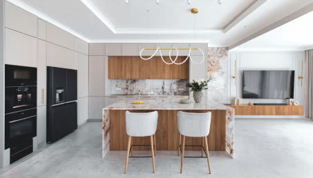 Imponujący salon gotowy na przyjęcia. 180-metrowy dom pod Warszawą