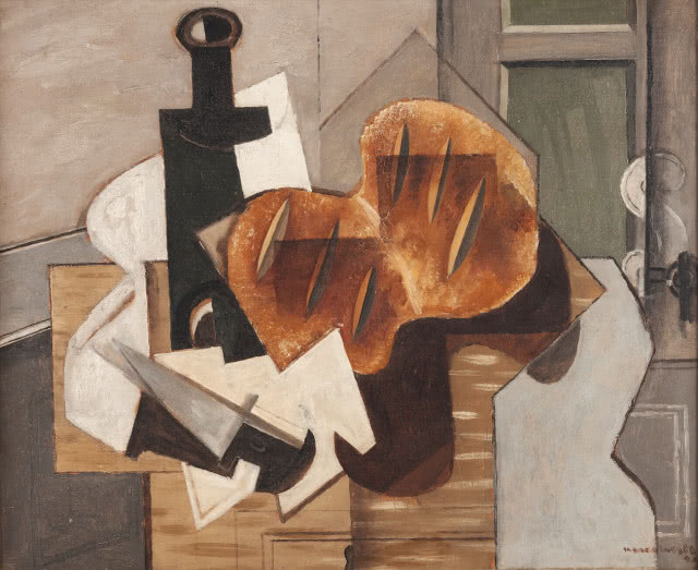 Louis Marcoussis, 0braz„Martwa natura z nożem, butelką i chlebem”