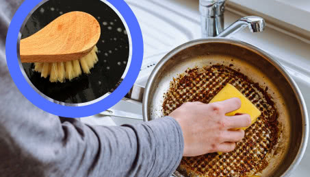 Patelnia straszy przypalonym tłuszczem? Wymieszajcie, natrzyjcie i spłuczcie. Będzie jak nowa