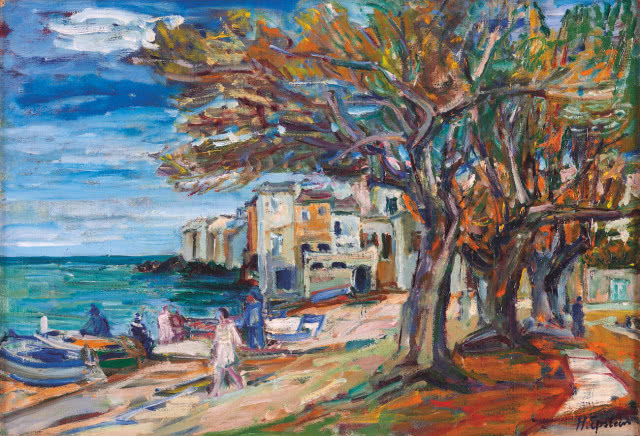 Henryk Epstein „Widok na port rybacki w Erbalunga na Korsyce”, lata 30. XX w., DESA Unicum