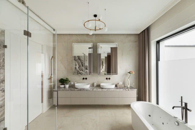 podłoga w łazience płytki Cercom Contro Ivory