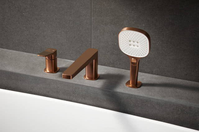 baterie łazienkowe w kolorze miedzi