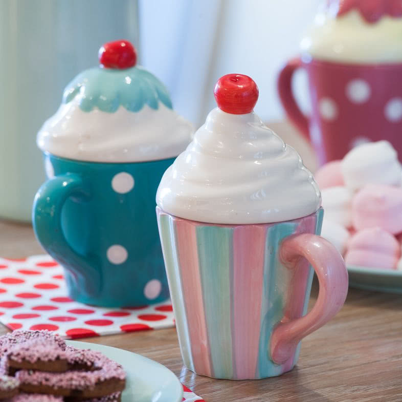 Kolorowy kubek-muffinka w zestawie z pokrywką i...