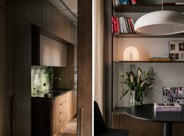 mieszkanie pełne drewna i kamienia