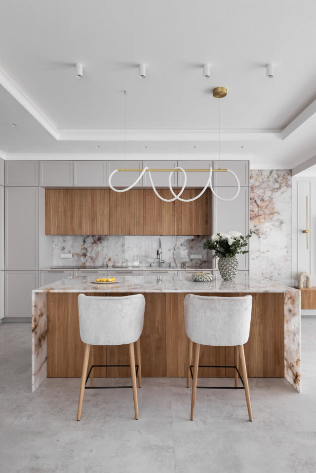 wyspa w kuchni kamień kwarcyt