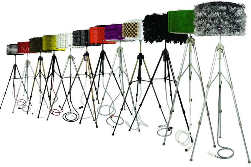 Lampy stojące z abażurami z bębnów pralek, To...