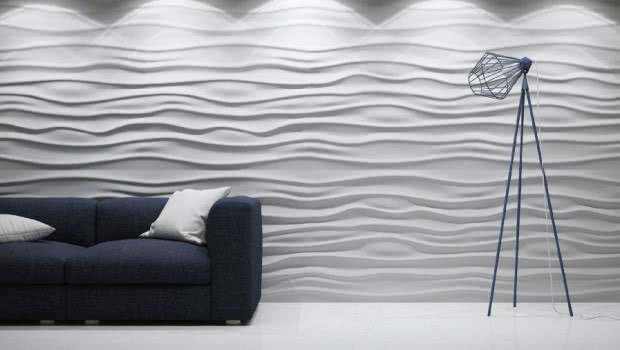 Panele ścienne Dunes 3D Wave, białe, wym: 100 x 80 cm